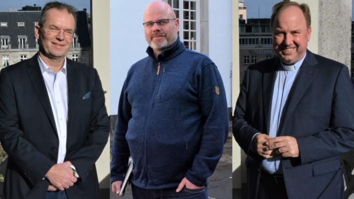 Von links: Stadtsuperintendent Dr. Bernhard Seiger, Katholikenausschuss-Vorsitzender Gregor Stiels und Stadtdechant Msgr. Robert Kleine. Fotos/Montage: © APK